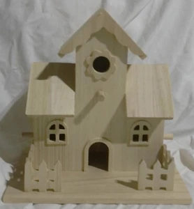 Unfinished Wood Three Room Birdhouse, Stain orPaint to Suit Your Needs - Picture 1 of 7