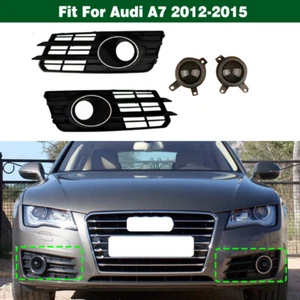 Front Bumper Fog Lights Grilles Covers Bezels w/ ACC Set For Audi A7 2012-2015 - Picture 1 of 8