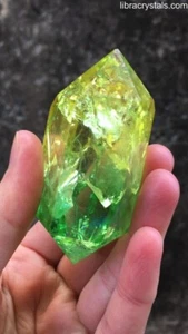 Lemon Lime Sunshine Citrine Quartz DT Double Terminated Point Wand 2.5in - Picture 1 of 8