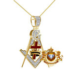 Real Genuine Diamond Knights Templar Masonic York Rite Cross Crown Pendant Charm