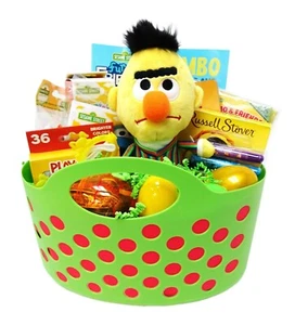 Filled Easter Basket Sesame Street Bert Chocolate Bunny Candy Activities Books - Picture 1 of 4