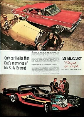 Mercury Park Lane ad 1959  vintage 1920 Stutz Bearcat auto car advertisement   - Image 1 of 4