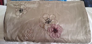 B. SMITH WITH STYLE EMBROIDERED BROWN METALLIC SHOWER CURTAIN W/RUST APPLIQUES - Picture 1 of 9