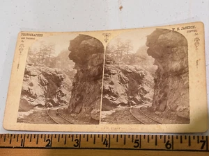 1860s stereoview photograph WH Jackson Denver Clear Creek Canyon railroad track - Picture 1 of 1