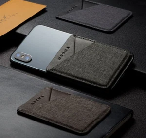 High Quality Slim Canvas Adhesive Cell Phone Card Holder - NEW - Picture 1 of 19
