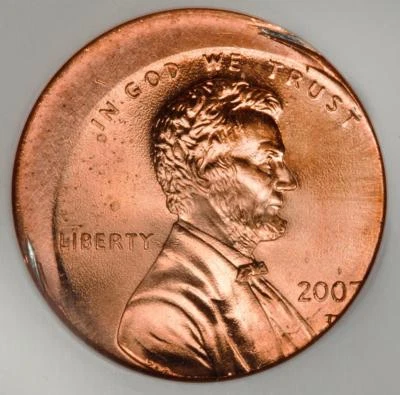 2007 D NGC MS66RD 15% Off Center Lincoln Cent Mint Error Super Rare Date - Image 1 of 4