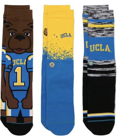 STANCE UCLA Bruins 3 Pair Box Blue Yellow Brown Crew Socks NEW Mens Sz L 9-12 Cover