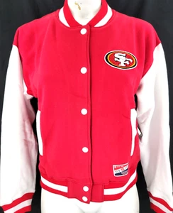 NEW San Francisco 49ers New Era Red Full Snap Varsity Sweatshirt Jacket Womens S - Picture 1 of 9