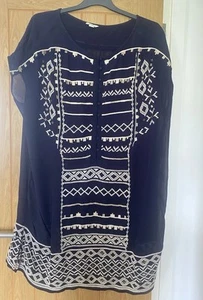 Monsoon 22 Long Crepe Like Embroidery sequins Blue Beach Cover Up/Kaftan/dress - Picture 1 of 9