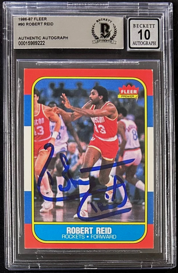 Robert Reid Signed Autographed 1986-87 Fleer Card #90 Beckett 15989222 Auto 10 - Image 1 of 2