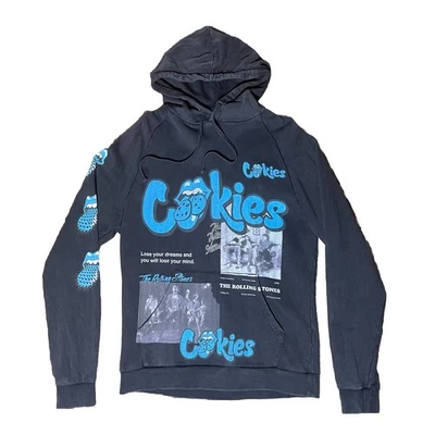 Sudadera con Capucha Cookies Para Hombre Talla M x The Rolling Stones Arco Desteñido Negro Lavado Pullover Foto 1 de 4