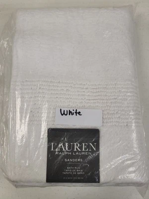 Alfombra de baño de algodón Ralph Lauren Sanders 21" x 34" blanca Foto 1 de 4