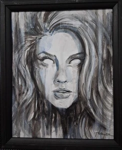 Original Ghost Girl Painting Halloween Portrait Thayer Art OOAK Canvas - Picture 1 of 5