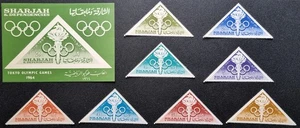 Shariah 1964 Olympics Tokyo MNH full set Mi.98/105 + SS - Picture 1 of 1