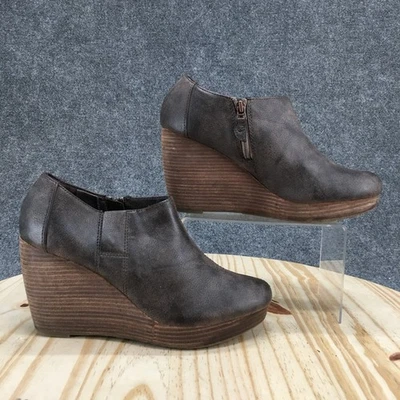 Dr. Scholls Boots Womens 10 M Harlie Ankle Bootie Brown Faux Leather Wedge Heels - Image 1 of 4