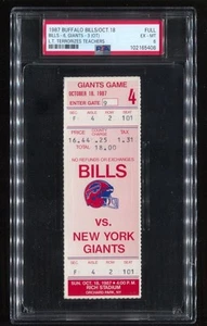 L.T. Terrorizes Teachers - PSA 6 Ticket 1987 NY Giants @ Bills Lawrence Taylor - Picture 1 of 2