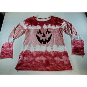Halloween Jack-O-Lantern Mujer 3XL Camiseta Manga Larga Rosa Rojo Tie Dye Nueva - Imagen 1 de 6