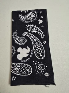 Vintage Bandana Black Cotton Paisley Mickey Mouse Handkerchief -Disney  - Picture 1 of 5