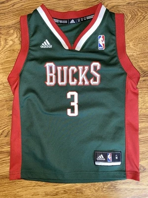 Camiseta deportiva de baloncesto juvenil mediana Adidas Milwaukee Bucks #3 Brandon Jennings Foto 1 de 2