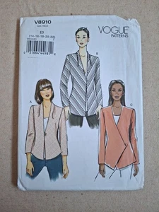 VOGUE PATTERNS V8910 E5 14-16-18-20-22 WOMENS LINED JACKET FRONT & SLEEVE VARIAT - Picture 1 of 3