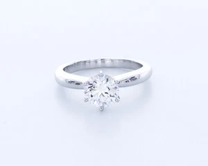 Anello solitario classico 1,0 CT diamante creato in laboratorio D/VVS2 taglio tondo punta platino - Foto 1 di 4