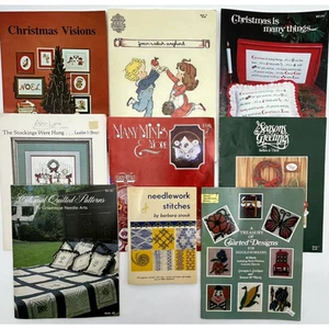 Lot 9 Charted Needlework Cross Stitch Designs Booklets- Needlework Stitches Book - Picture 1 of 17
