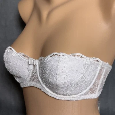 Nuevo Sujetador Sin Tirantes Agent Provocateur Love Blanco Talla 32C Correas Acolchado Novia Foto 1 de 4