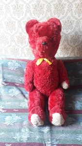 Vintage Antique TEDDY BEAR Big Ours Peluche Ancien Paille - Imagen 1 de 17