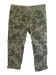 Democracy Flex-ellent Sz 12 Camo Green Floral Print Utility Cargo Pants Pockets - Picture 1 of 17