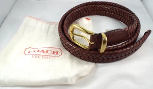 NWT Coach #5922 Men's Brown Braided Leather 1 1/8" Casual Belt Sz 42 w/Dust Bag - Picture 1 of 7