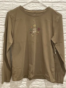 Camiseta Life is Good Para Mujer Pequeña Calce Relajado Marrón Claro Hojas Otoño - Imagen 1 de 13
