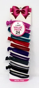 Conair 24 Piece Ponytail Hair Ties Holiday Pack Assorted Colors Metal Free *New* - Picture 1 of 2