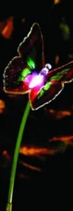 TWO NIB Beautiful Solar Butterfly Garden Fiber Optic LED Lights Red Green Wings - Picture 1 of 5