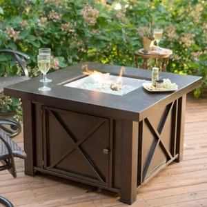 Outdoor Fire Pit Table Propane Stainless Steel Patio Heater Fireplace Cover New - Picture 1 of 4