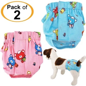 PACK - 2 Colors Dog Female Diapers 100% COTTON Panties For SMALL Pet Cat XS S M - Picture 1 of 6