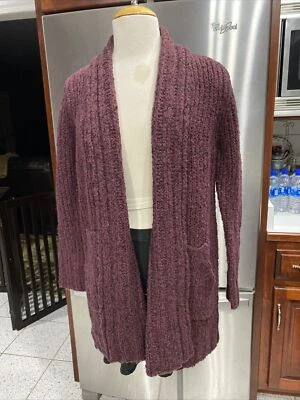 RVCA Knit Open Front Long Cardigan Sweater MAROON BURGUNDY SZ XS LONG SLEEVE - Image 1 of 4