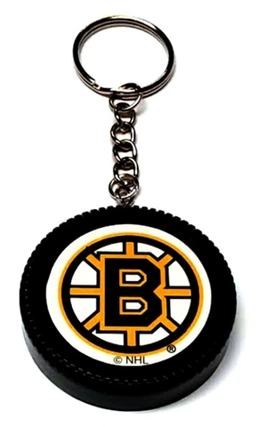 BOSTON BRUINS MINI PUCK KEYCHAIN 2" WIDE NEW NHL OFFICIALLY LICENSED Cover