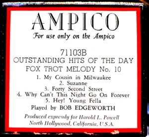 AMPICO Recut HITS SOBRESALIENTES DEL DÍA Fcx Trots No.10 Reproductor Piano Rollo 71103 - Imagen 1 de 1