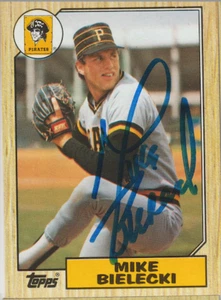 1987 TOPPS #394 MIKE BIELECKI HAND SIGNED AUTOGRAPH CARD COA PITTSBURGH PIRATES - Picture 1 of 1