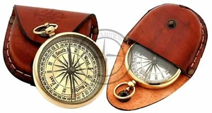 Juego de 20 Brújulas de Bolsillo Marítimas Estilo Vintage Brújula de Latón con Estuche de Cuero - Imagen 1 de 4
