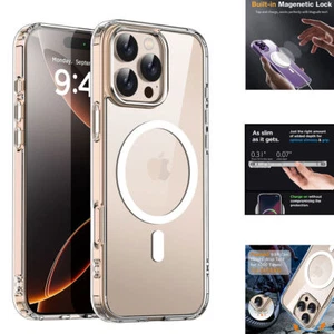Clear Shockproof Case For iPhone 16 14 13 12 Pro Max Magnetic MagSafe Slim Cover - Picture 1 of 23
