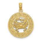 14k Yellow Gold Turks & Caicos Words With Crab In Round Charm Pendant