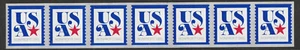 US Scott 5172 (5c) USA and Star Nonprofit Org PNC strip of 7, plate # P111 - Picture 1 of 1