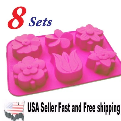 Set of 8 Lily Flower Silicone Mold Soap DIY Handmade Soap Mold US Seller - Image 1 of 2