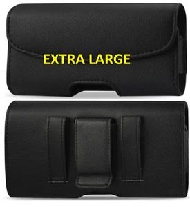 XL Leather Horizontal Belt Clip Loop Case Pouch Holster to fit Motorola Phones  - Picture 1 of 12