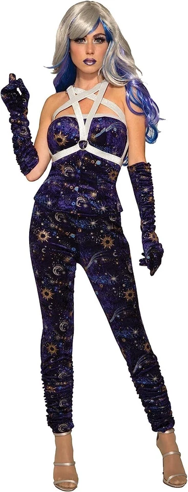 Calzas acanaladas de terciopelo azul celestial disfraz de Halloween accesorio Foto 1 de 1