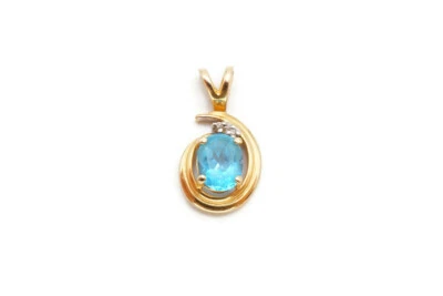 Alwand Vahan 14k Yellow Gold 1.25 Carat Blue Topaz And Diamond Swirl Pendant  - Image 1 of 4