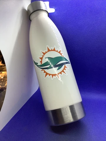 New NFL Miami Dolphins  16oz White Water Bottle 13 Cover