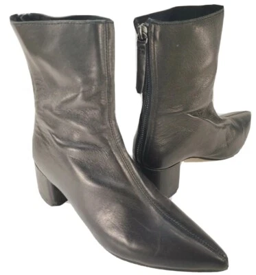 ALL Black Brand Women's 5-5.5M 36EU Ankle Boots Pointed Toe Mid Heels Back Zip  - Image 1 of 4