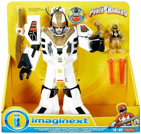 Power Rangers ~ WHITE RANGER & WARRIOR MODE TIGERZORD - Imaginext Fisher-Price Cover